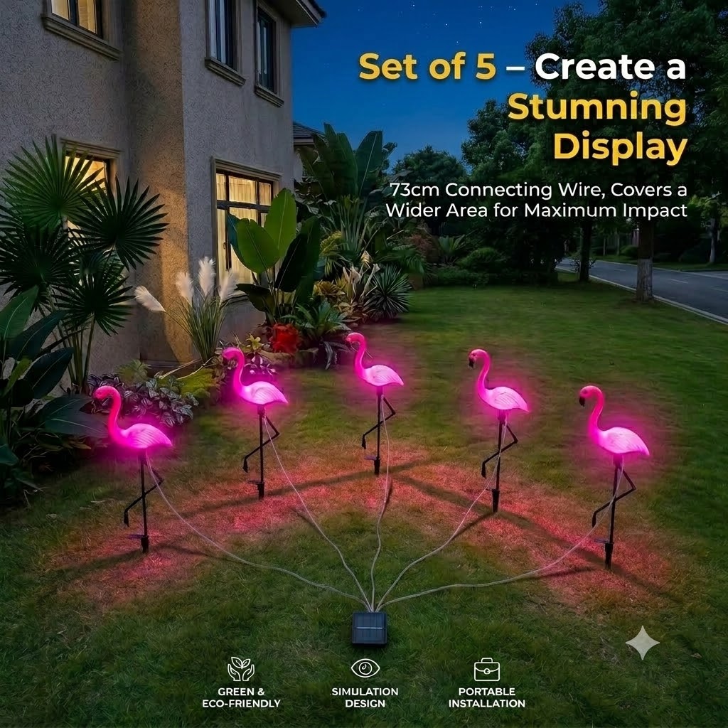 Outdoor Lighting Driveway - Solarne lampki ogrodowe w kształcie flamingów,