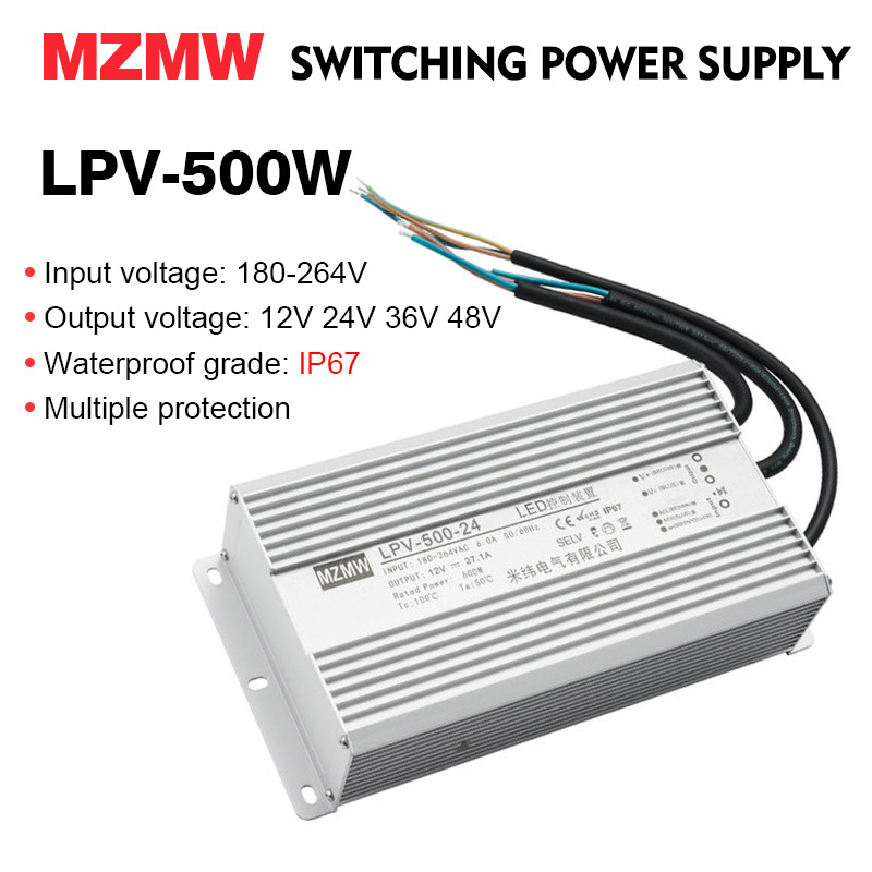 Outdoor Lighting Transformer Box - MZMW IP67 Wodoodporny zasilacz impulsowy 500W