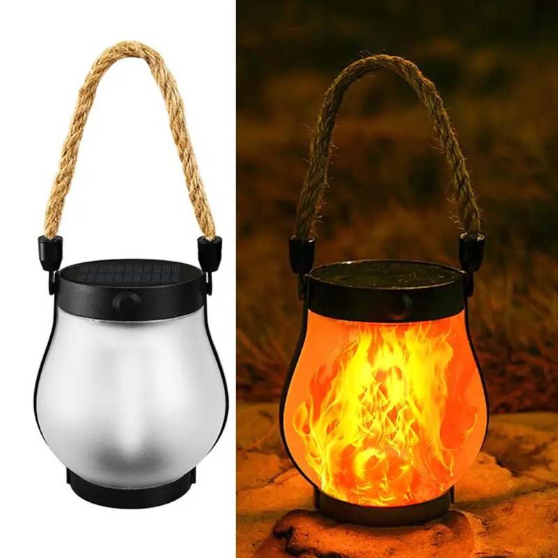 Solar Lantern Hanging - Lampa solarna płomień, ładowana przez USB,