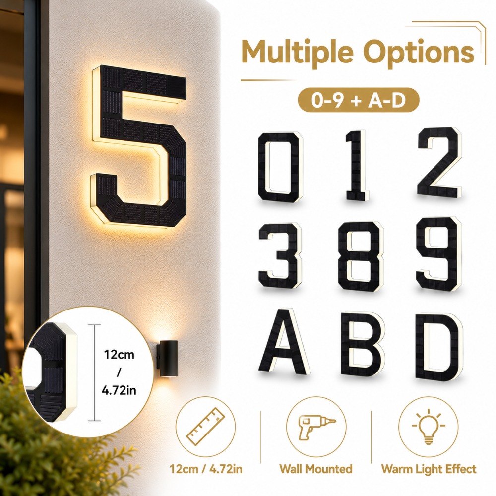 Outdoor Lighting For Front Of House - Solarna tabliczka z numerem domu LED,