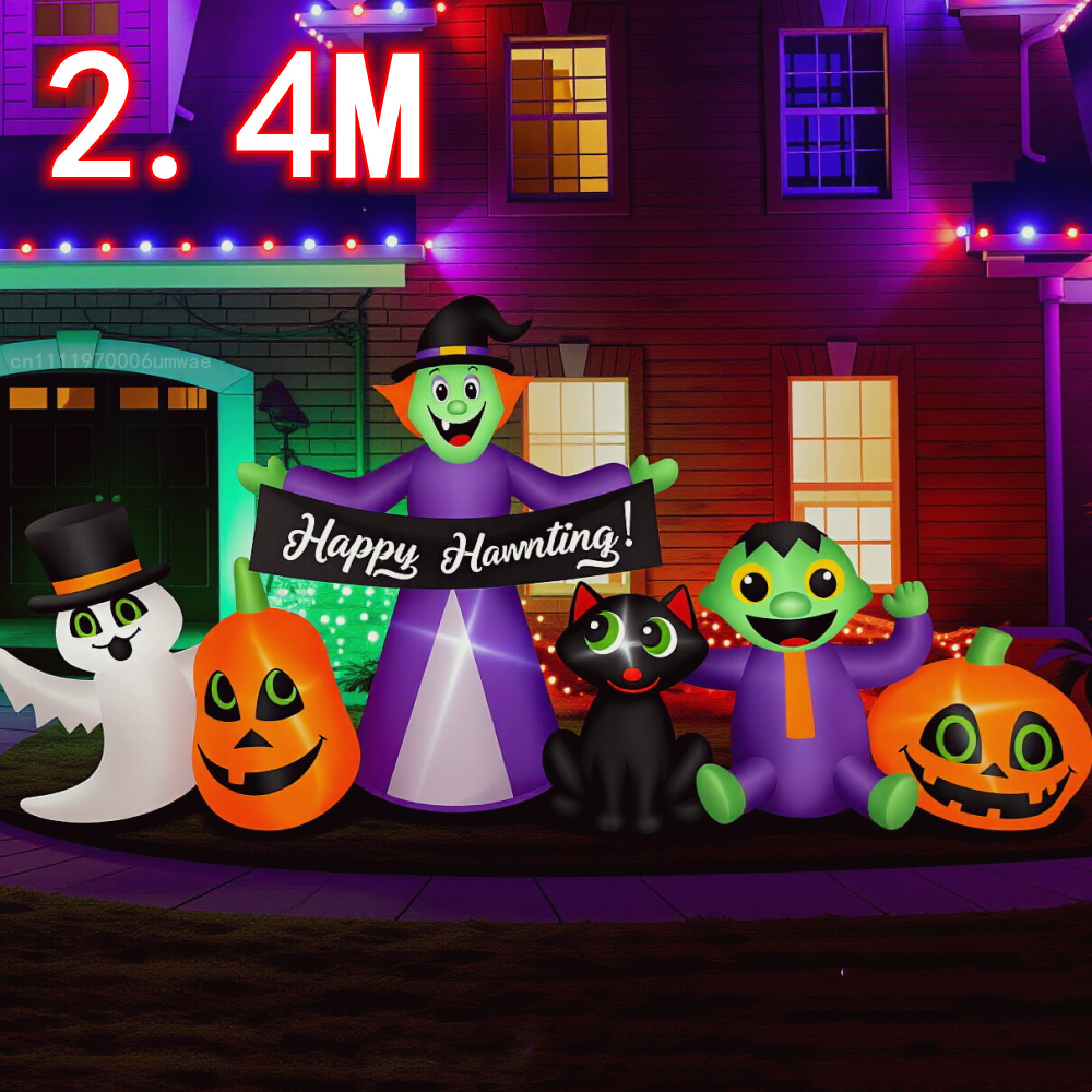 Outdoor Lighting For Front Of House - 2.4M Halloweenowa Nadmuchiwana Dekoracja Wiedźma Duch