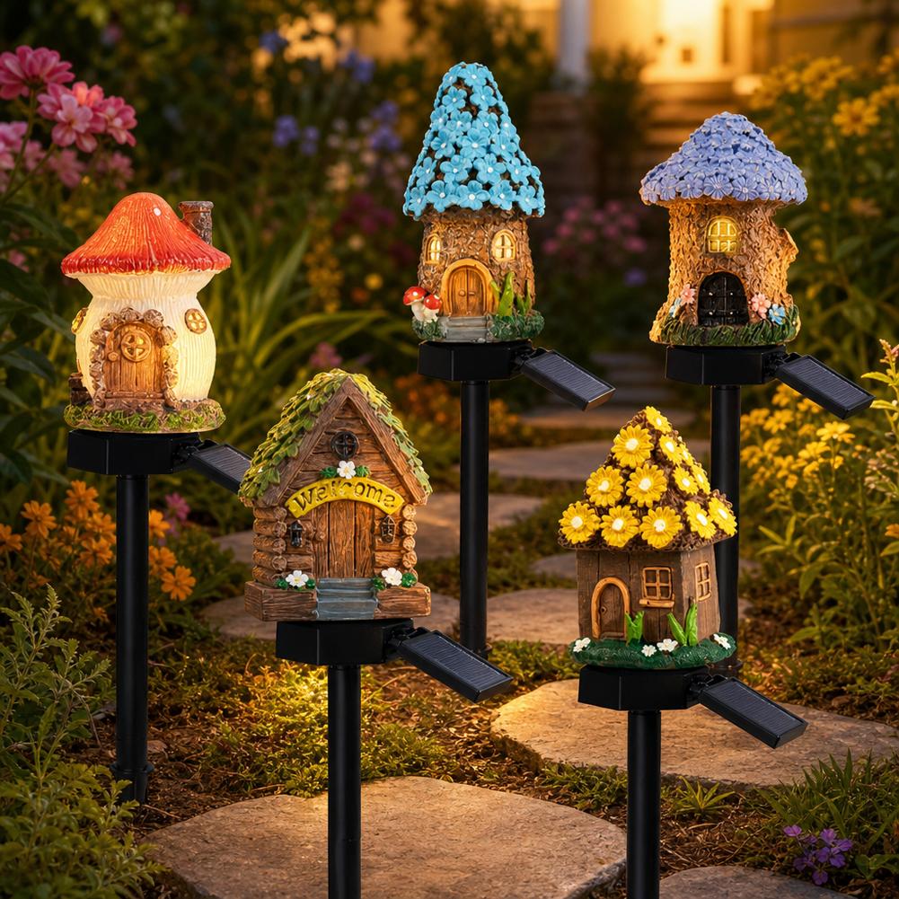 Outdoor Lighting For Front Of House - LED-owa solarna lampa trawnikowa, miniaturowy domek