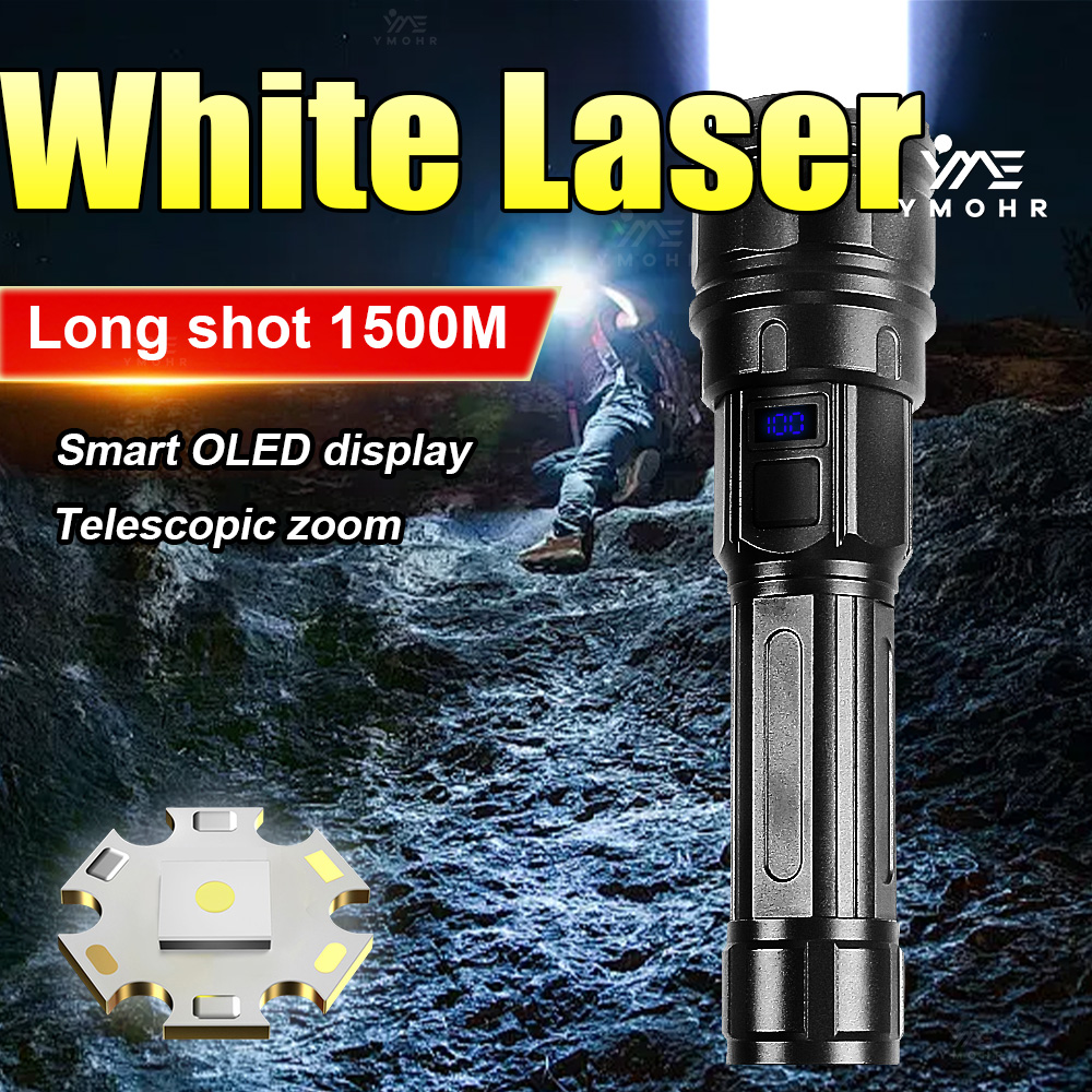Outdoor Lighting Black - Biała Latarka Laserowa Dużej Mocy, Akumulatorowa,