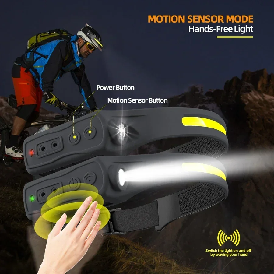 Mocna latarka czołowa LED COB  – Outdoor Lighting Sensor recenzja i cena