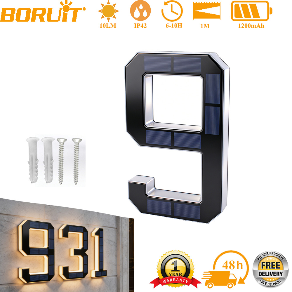 BORUiT Solar LED Lampa z numer – Outdoor Lighting For Front Of House recenzja i cena